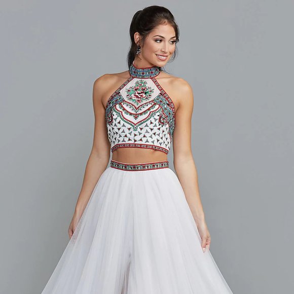 Boutique Brand Dresses & Skirts - Two Piece Embroidered Prom Gown White NWT 2 4 6